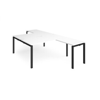 Adapt back to back desks 1600mm x 1600mm with 800mm return desks - black frame White Top - ER16168-K-WH