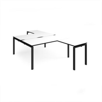 Adapt back to back desks 1600mm x 1600mm with 800mm return desks - black frame White Top black edge - ER16168-K-WK
