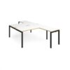 Adapt back to back desks 1600mm x 1600mm with 800mm return desks - black frame White Top with oak edge - ER16168-K-WO
