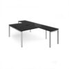 Adapt back to back desks 1600mm x 1600mm with 800mm return desks - silver frame black top - ER16168-S-BK