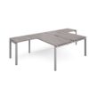 Adapt back to back desks 1600mm x 1600mm with 800mm return desks - silver frame Grey Oak Top - ER16168-S-GO