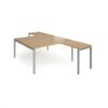 Adapt back to back desks 1600mm x 1600mm with 800mm return desks - silver frame Oak Top - ER16168-S-O