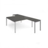 Adapt back to back desks 1600mm x 1600mm with 800mm return desks - silver frame storm grey top - ER16168-S-OG