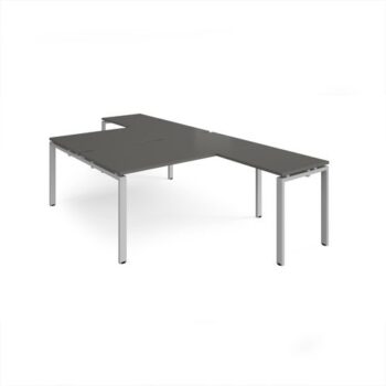 Adapt back to back desks 1600mm x 1600mm with 800mm return desks - silver frame storm grey top - ER16168-S-OG