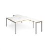 Adapt back to back desks 1600mm x 1600mm with 800mm return desks - silver frame White Top with oak edge - ER16168-S-WO