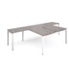 Adapt back to back desks 1600mm x 1600mm with 800mm return desks - white frame Grey Oak Top - ER16168-WH-GO