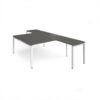 Adapt back to back desks 1600mm x 1600mm with 800mm return desks - white frame storm grey top - ER16168-WH-OG