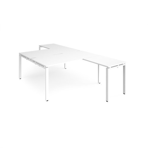 Adapt back to back desks 1600mm x 1600mm with 800mm return desks - white frame White Top - ER16168-WH-WH