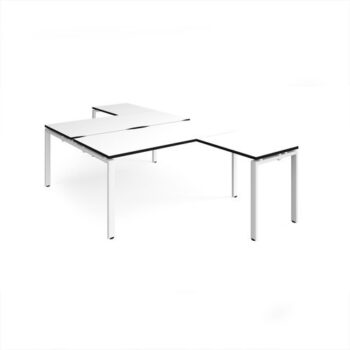 Adapt back to back desks 1600mm x 1600mm with 800mm return desks - white frame White Top black edge - ER16168-WH-WK