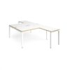 Adapt back to back desks 1600mm x 1600mm with 800mm return desks - white frame White Top with oak edge - ER16168-WH-WO