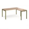 Adapt desk 1600mm x 800mm with 800mm return desk - green frame Beech top - ER1688-GN-B