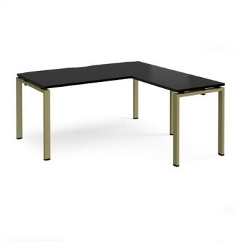 Adapt desk 1600mm x 800mm with 800mm return desk - green frame black top - ER1688-GN-BK