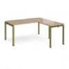 Adapt desk 1600mm x 800mm with 800mm return desk - green frame Kendal Oak Top - ER1688-GN-KO