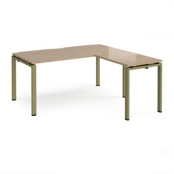 Adapt desk 1600mm x 800mm with 800mm return desk - green frame Kendal Oak Top - ER1688-GN-KO