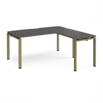 Adapt desk 1600mm x 800mm with 800mm return desk - green frame storm grey top - ER1688-GN-OG