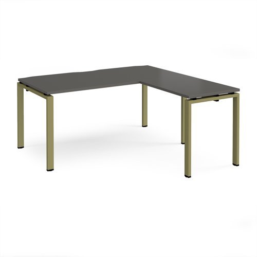 Adapt desk 1600mm x 800mm with 800mm return desk - green frame storm grey top - ER1688-GN-OG