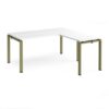 Adapt desk 1600mm x 800mm with 800mm return desk - green frame White Top - ER1688-GN-WH