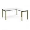 Adapt desk 1600mm x 800mm with 800mm return desk - green frame White Top black edge - ER1688-GN-WK