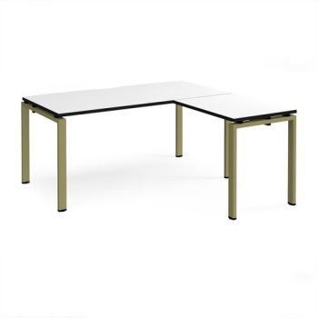 Adapt desk 1600mm x 800mm with 800mm return desk - green frame White Top black edge - ER1688-GN-WK