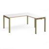 Adapt desk 1600mm x 800mm with 800mm return desk - green frame White Top oak edge - ER1688-GN-WO