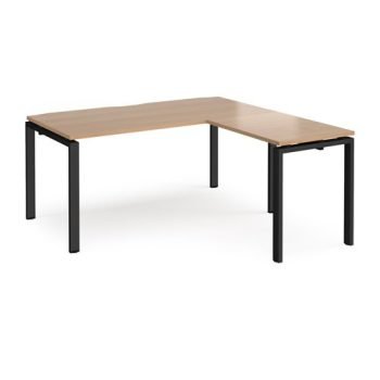 Adapt desk 1600mm x 800mm with 800mm return desk - black frame Beech top - ER1688-K-B