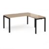 Adapt desk 1600mm x 800mm with 800mm return desk - black frame Kendal Oak Top - ER1688-K-KO