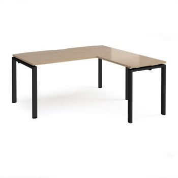 Adapt desk 1600mm x 800mm with 800mm return desk - black frame Kendal Oak Top - ER1688-K-KO