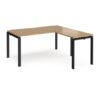 Adapt desk 1600mm x 800mm with 800mm return desk - black frame Oak Top - ER1688-K-O