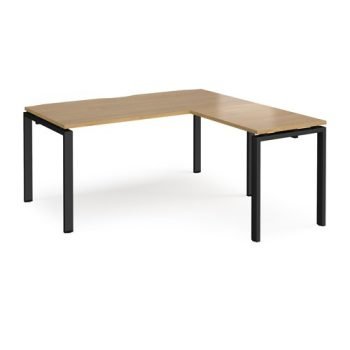 Adapt desk 1600mm x 800mm with 800mm return desk - black frame Oak Top - ER1688-K-O