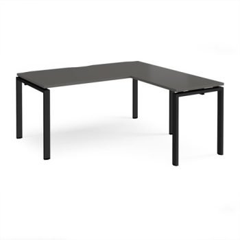 Adapt desk 1600mm x 800mm with 800mm return desk - black frame storm grey top - ER1688-K-OG