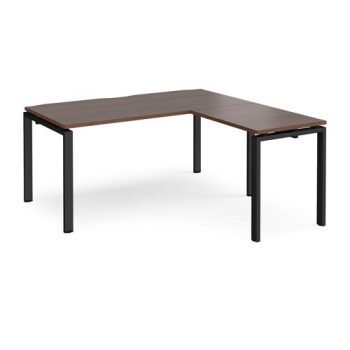 Adapt desk 1600mm x 800mm with 800mm return desk - black frame Walnut top - ER1688-K-W