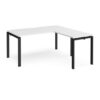 Adapt desk 1600mm x 800mm with 800mm return desk - black frame White Top - ER1688-K-WH
