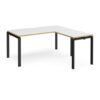 Adapt desk 1600mm x 800mm with 800mm return desk - black frame White Top with oak edge - ER1688-K-WO