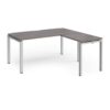 Adapt desk 1600mm x 800mm with 800mm return desk - silver frame Grey Oak Top - ER1688-S-GO