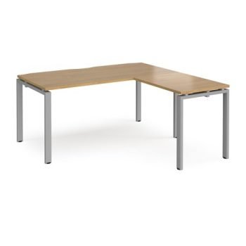 Adapt desk 1600mm x 800mm with 800mm return desk - silver frame Oak Top - ER1688-S-O