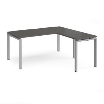 Adapt desk 1600mm x 800mm with 800mm return desk - silver frame storm grey top - ER1688-S-OG