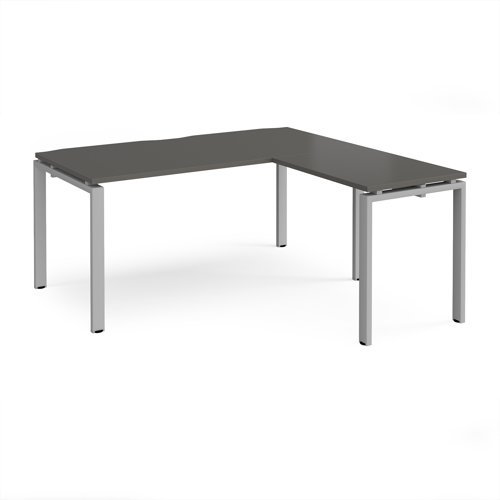 Adapt desk 1600mm x 800mm with 800mm return desk - silver frame storm grey top - ER1688-S-OG