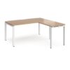 Adapt desk 1600mm x 800mm with 800mm return desk - white frame Beech top - ER1688-WH-B