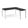 Adapt desk 1600mm x 800mm with 800mm return desk - white frame black top - ER1688-WH-BK