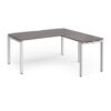 Adapt desk 1600mm x 800mm with 800mm return desk - white frame Grey Oak Top - ER1688-WH-GO