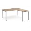 Adapt desk 1600mm x 800mm with 800mm return desk - white frame Kendal Oak Top - ER1688-WH-KO