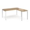 Adapt desk 1600mm x 800mm with 800mm return desk - white frame Oak Top - ER1688-WH-O