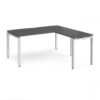 Adapt desk 1600mm x 800mm with 800mm return desk - white frame storm grey top - ER1688-WH-OG