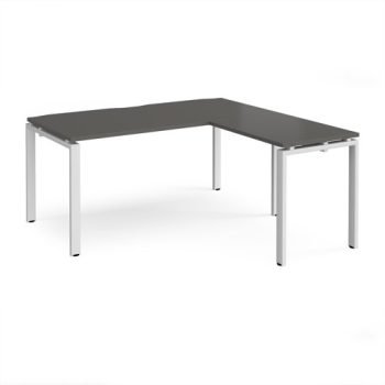 Adapt desk 1600mm x 800mm with 800mm return desk - white frame storm grey top - ER1688-WH-OG