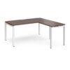 Adapt desk 1600mm x 800mm with 800mm return desk - white frame Walnut top - ER1688-WH-W