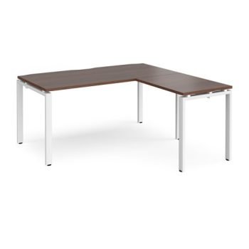 Adapt desk 1600mm x 800mm with 800mm return desk - white frame Walnut top - ER1688-WH-W