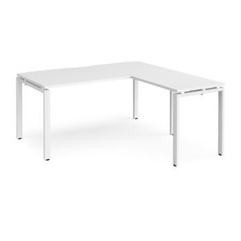 Adapt desk 1600mm x 800mm with 800mm return desk - white frame White Top - ER1688-WH-WH