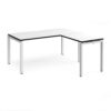 Adapt desk 1600mm x 800mm with 800mm return desk - white frame White Top black edge - ER1688-WH-WK