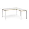Adapt desk 1600mm x 800mm with 800mm return desk - white frame White Top with oak edge - ER1688-WH-WO