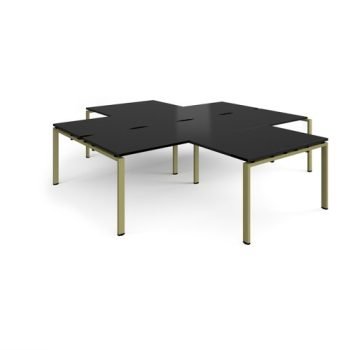 Adapt back to back 4 desk cluster 2800mm x 1600mm with 800mm return desks - green frame black top - ER28168-GN-BK